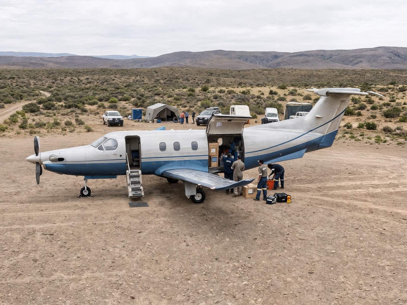 Compassion Flights · operational aircraft being loaded at remote mission airstrip