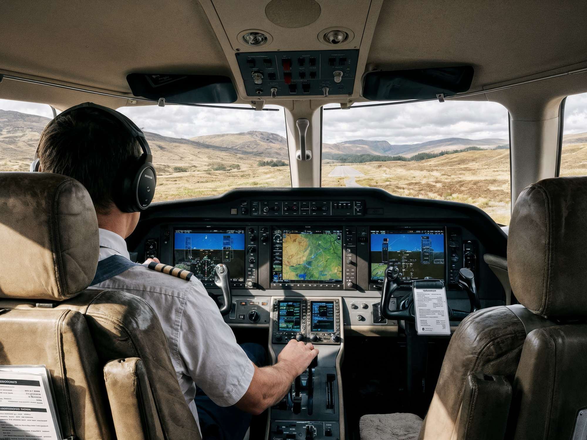 Compassion Flights: cockpit view approaching remote mission airstrip